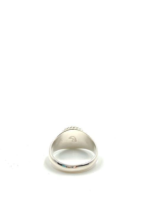 LARRY SMITH EAGLE HEAD STAMPED RING (18K GOLD ACCENT)