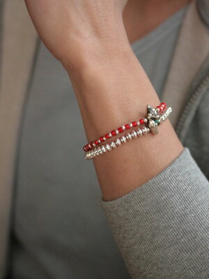 SunKu 39 White Heart & Silver Beads Bracelet SK-037