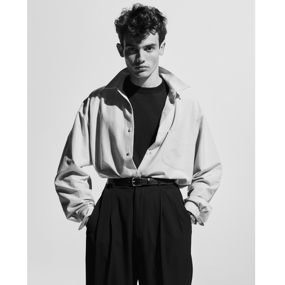 A.PRESSE Silk Cotton Oxford Regular Collar Shirt