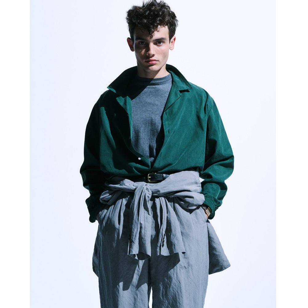 A.PRESSE Silk Cotton Open Collar L/S Shirt