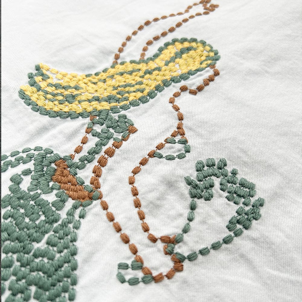 REMI RELIEF Cotton silk aloha shirt S/S (embroidery: hula girl)