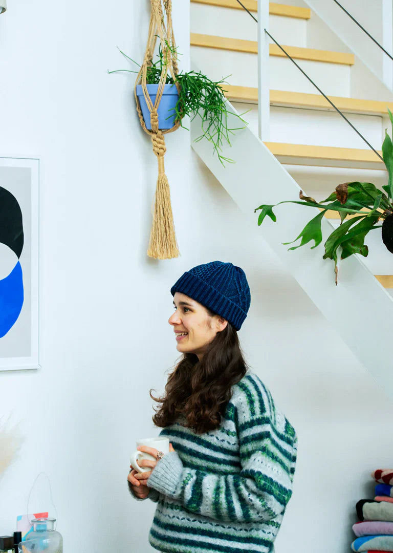 RoToTo ARAN CABLE INDIGO WATCH CAP