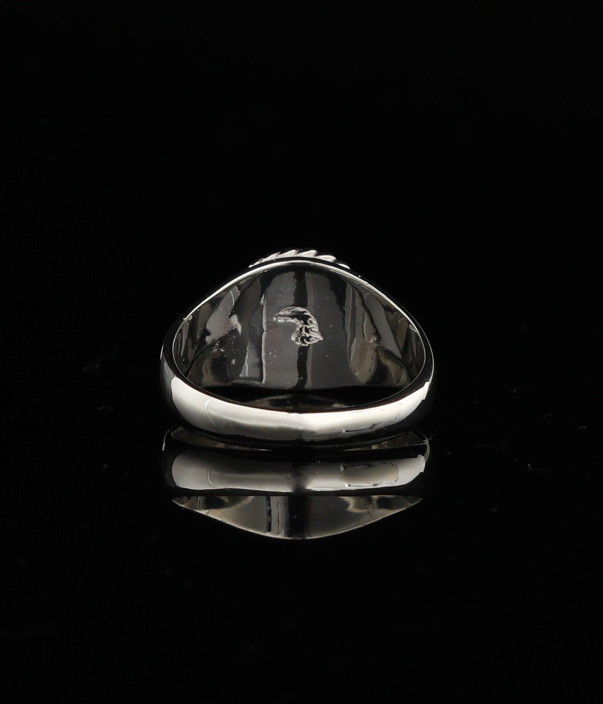 LARRY SMITH KARAKUSA EAGLE HEAD STAMPED RING (18K GOLD ACCENT) No. 36