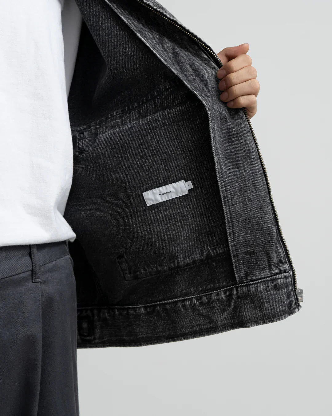 Graphpaper Selvage Denim Zip Jacket - LIGHT FADE