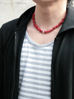 SunKu 39 Large White Coral and Silver Necklace Red SK-033-RED