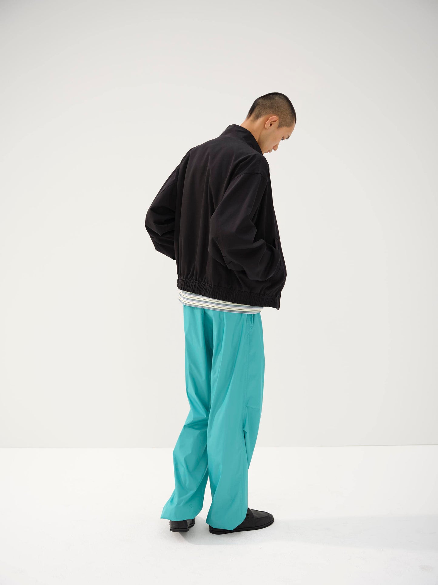 AURALEE WASHED FINX SILK CHAMBRAY BLOUSON