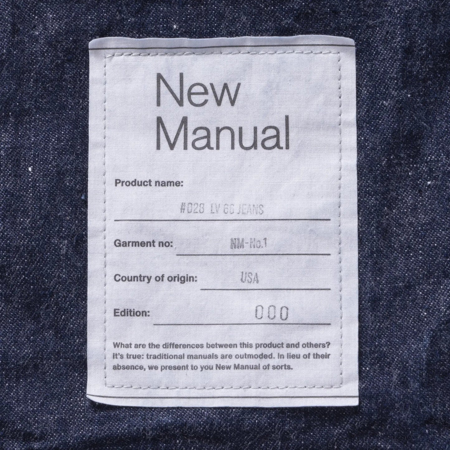 New Manual #028 LV 66 JEANS ONE-WASHED