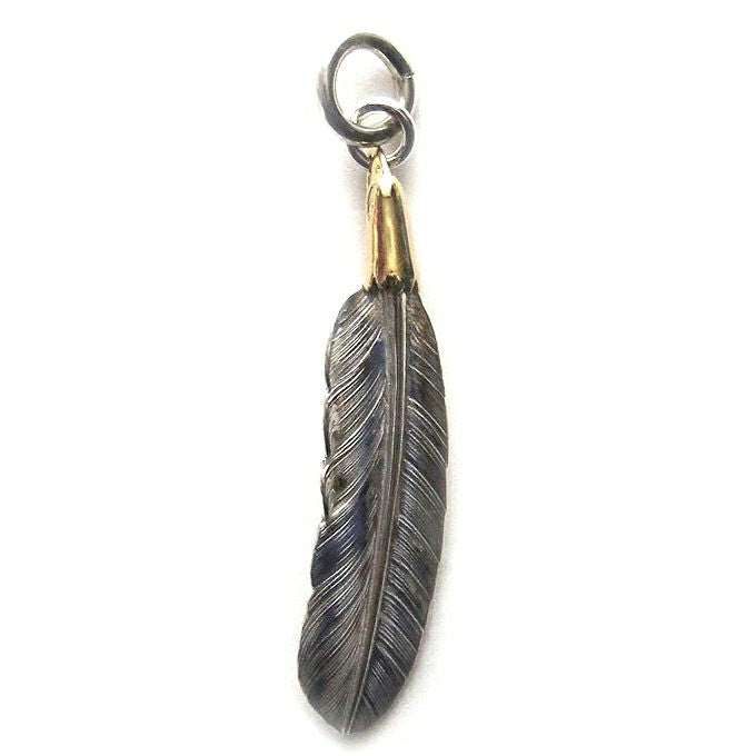 LARRY SMITH 18K EAGLE HEAD FEATHER PENDANT