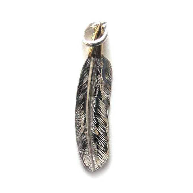 LARRY SMITH 18K EAGLE HEAD FEATHER PENDANT