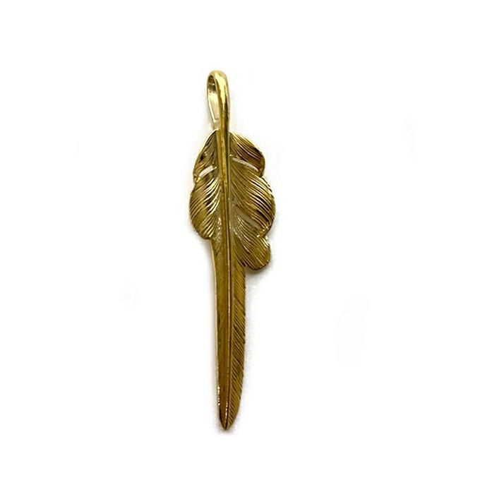 LARRY SMITH 18K GOLD KAZEKIRI FEATHER PENDANT No. 29 MEDIUM