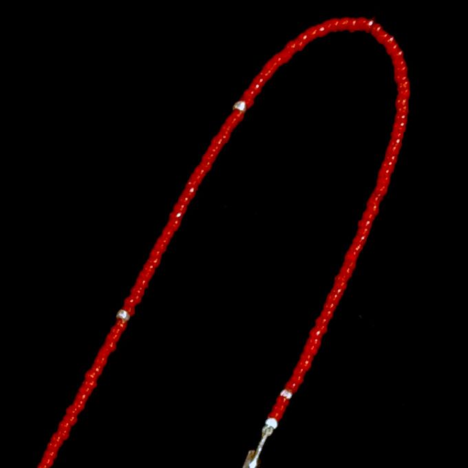 LARRY SMITH ANTIQUE RED GLASS BEAD NECKLACE Gold