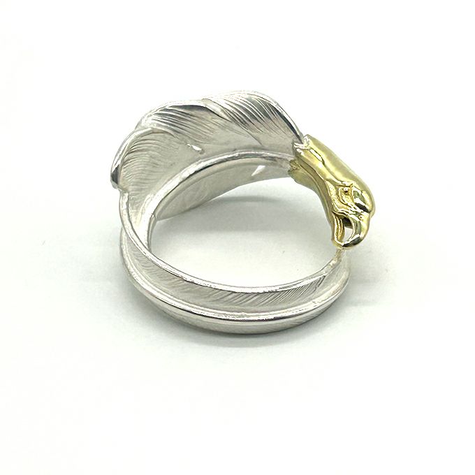 LARRY SMITH EAGLE HEAD KAZEKIRI FEATHER PINKIE RING