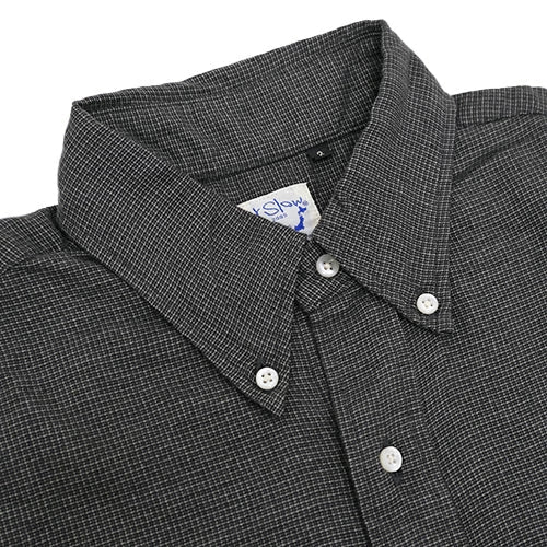 orSlow STANDARD BUTTON DOWN SHIRT SOFT SUBTLY BRUSHED MINI CHECK CHARCOAL GRAY