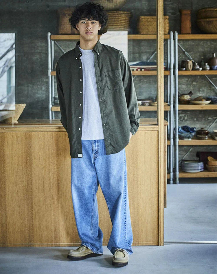 orSlow STANDARD BUTTON DOWN SHIRT SOFT SUBTLY BRUSHED MINI CHECK COFFEE BROWN