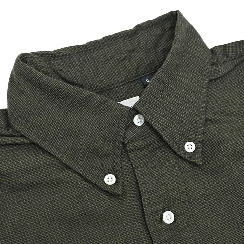 orSlow STANDARD BUTTON DOWN SHIRT SOFT SUBTLY BRUSHED MINI CHECK COFFEE BROWN