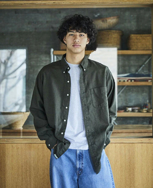 orSlow STANDARD BUTTON DOWN SHIRT SOFT SUBTLY BRUSHED MINI CHECK COFFEE BROWN