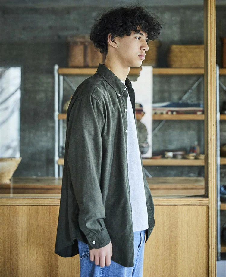 orSlow STANDARD BUTTON DOWN SHIRT SOFT SUBTLY BRUSHED MINI CHECK COFFEE BROWN