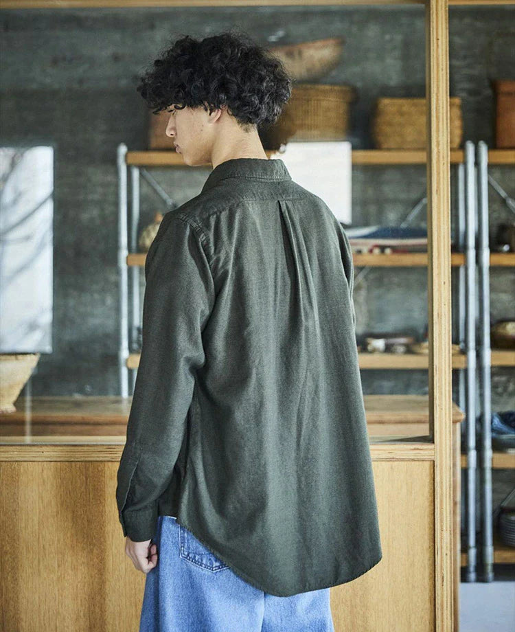 orSlow STANDARD BUTTON DOWN SHIRT SOFT SUBTLY BRUSHED MINI CHECK COFFEE BROWN