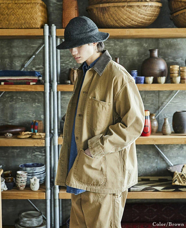 orSlow Relax Fit Oxford Coverall Brown