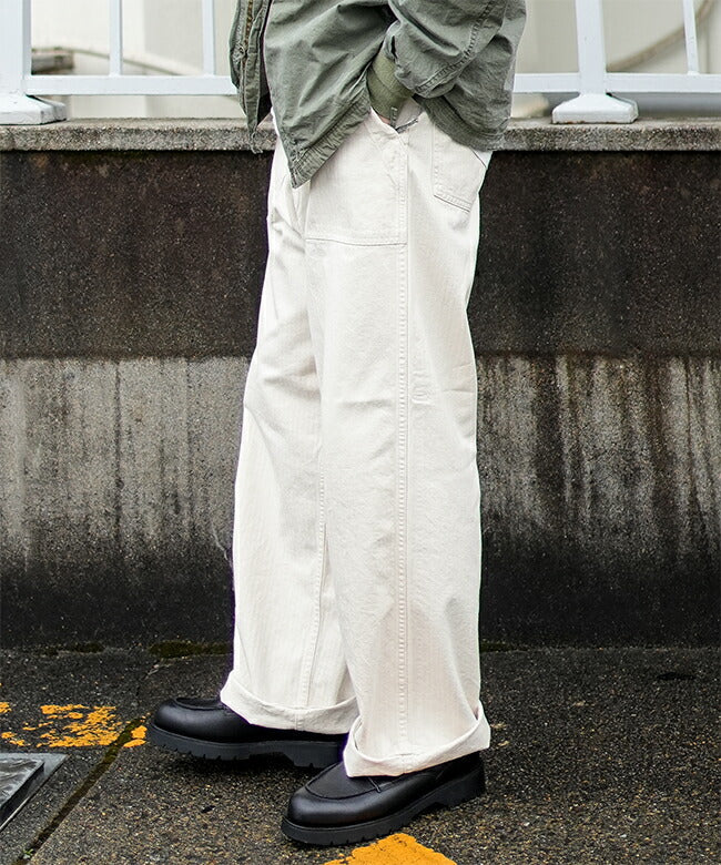 orSlow HERRINGBONE SUMMER FATIGUE PANTS Ecru