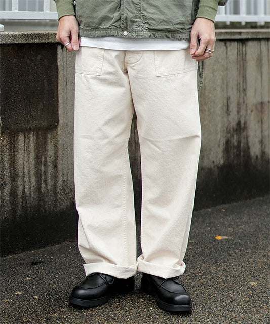 orSlow HERRINGBONE SUMMER FATIGUE PANTS Ecru