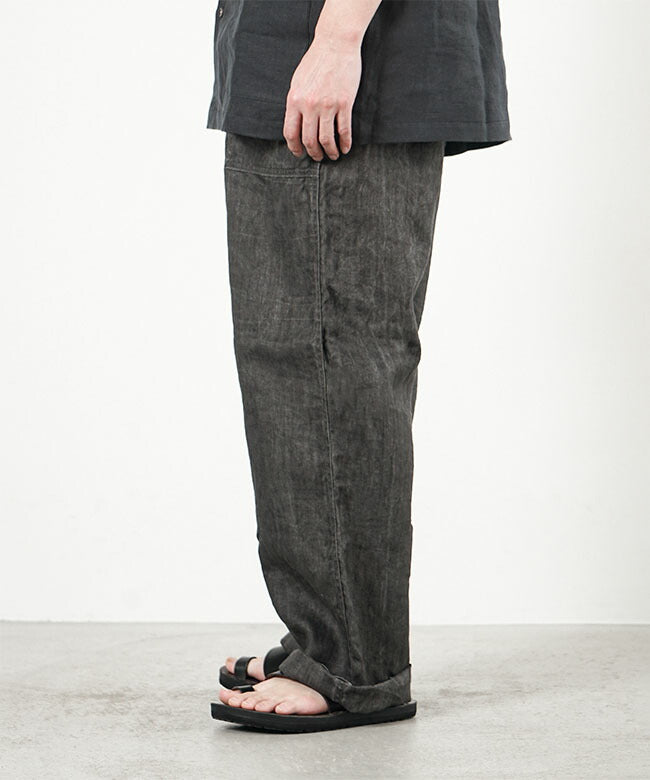 orSlow SUMI DYED LINEN SUMMER FATIGUE PANTS CHARCOAL GRAY
