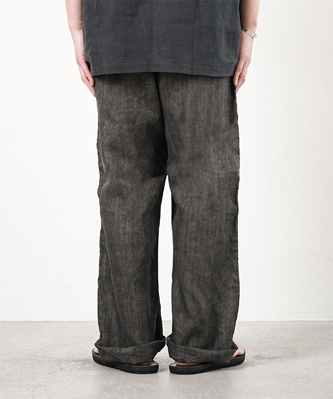 orSlow SUMI DYED LINEN SUMMER FATIGUE PANTS CHARCOAL GRAY