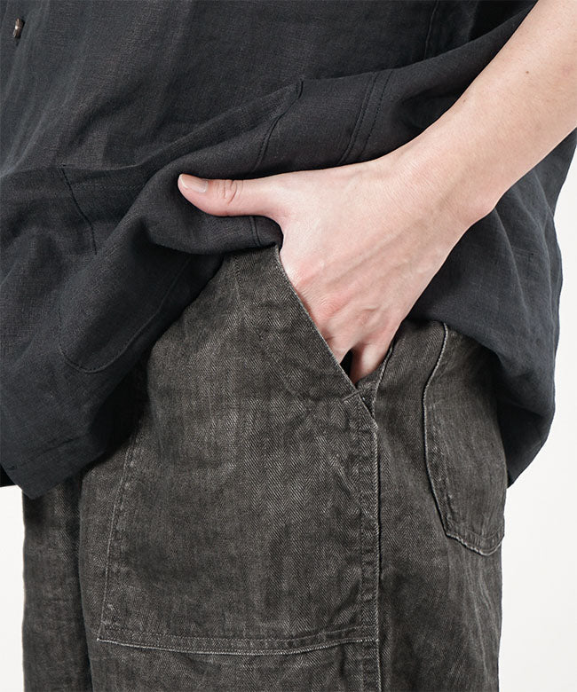 orSlow SUMI DYED LINEN SUMMER FATIGUE PANTS CHARCOAL GRAY