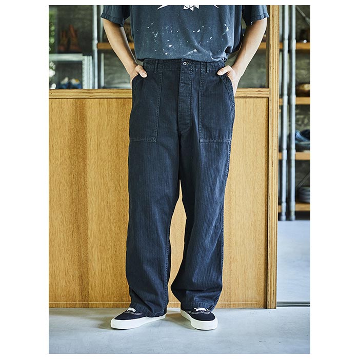 orSlow HERRINGBONE SUMMER FATIGUE PANTS Black