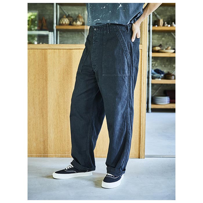 orSlow HERRINGBONE SUMMER FATIGUE PANTS Black