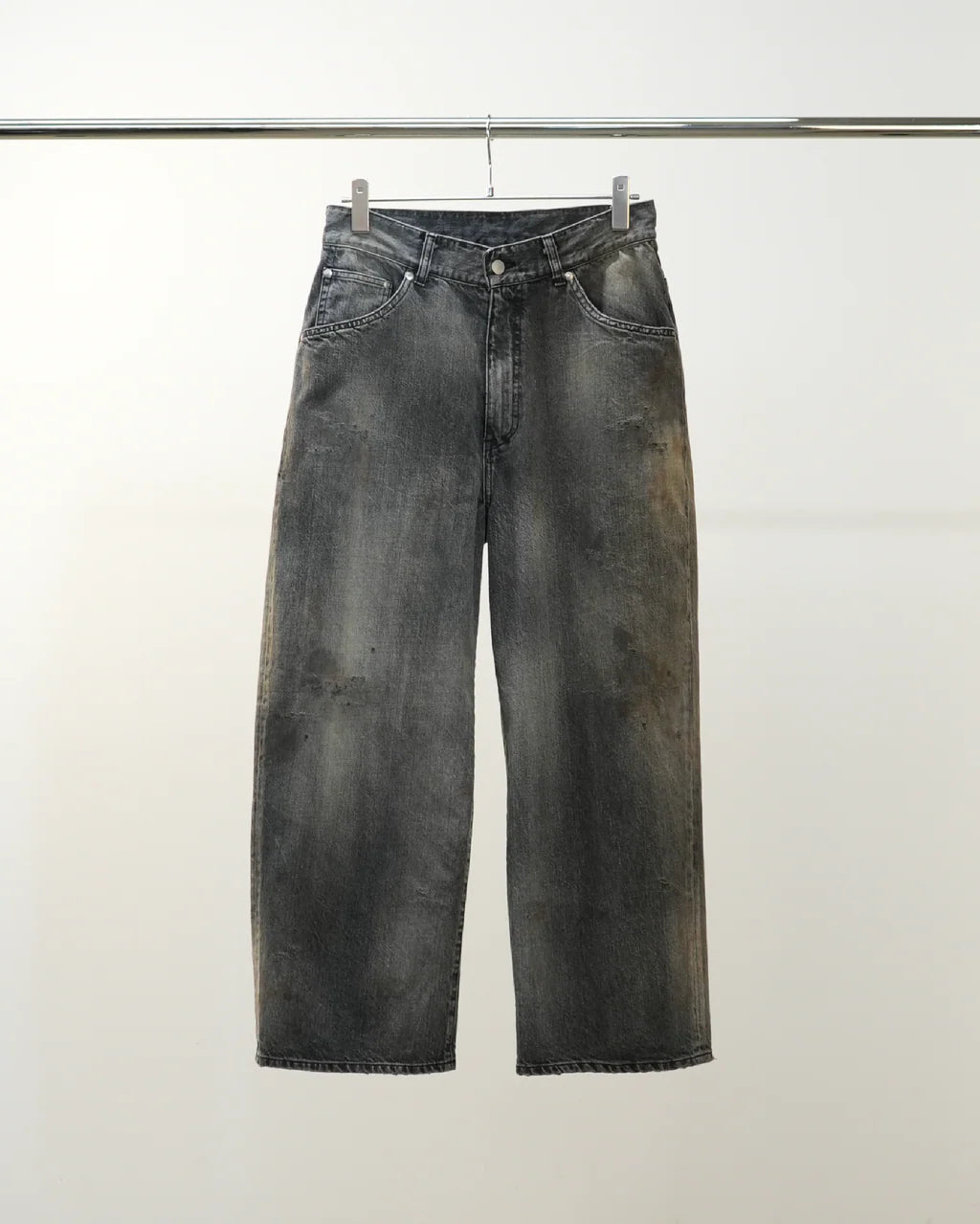ANCELLM  DENIM PANTS #01 AGING01 (BLACK)