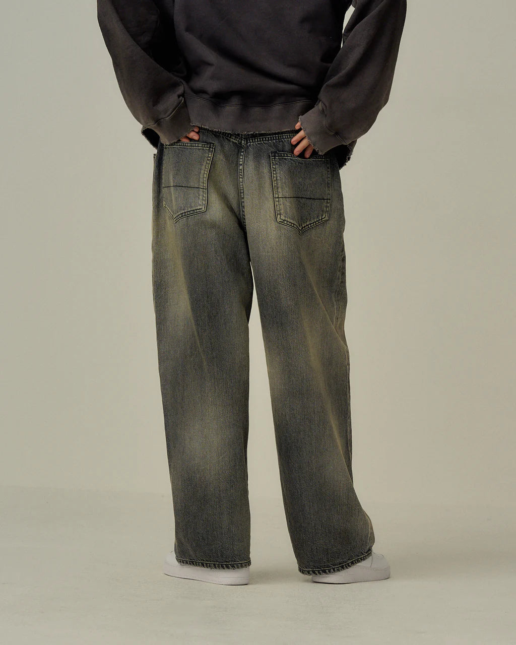 ANCELLM  DENIM PANTS #01 AGING01 (BLACK)