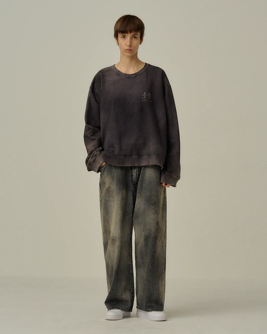 ANCELLM  DENIM PANTS #01 AGING01 (BLACK)