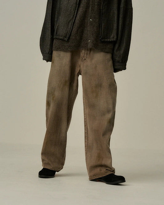 ANCELLM  DENIM PANTS #01 AGING01 (BROWN)