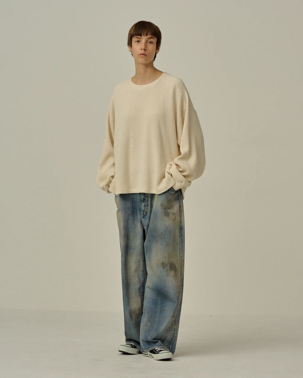 ANCELLM  DENIM PANTS #01 AGING01 (INDIGO)