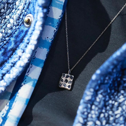 Porter Classic BLUE SAPPHIRE PLATINUM NECKLACE "NAVARATNA"