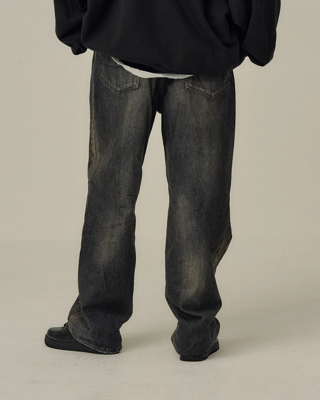ANCELLM DENIM PANTS #02 AGING01 (BLACK)
