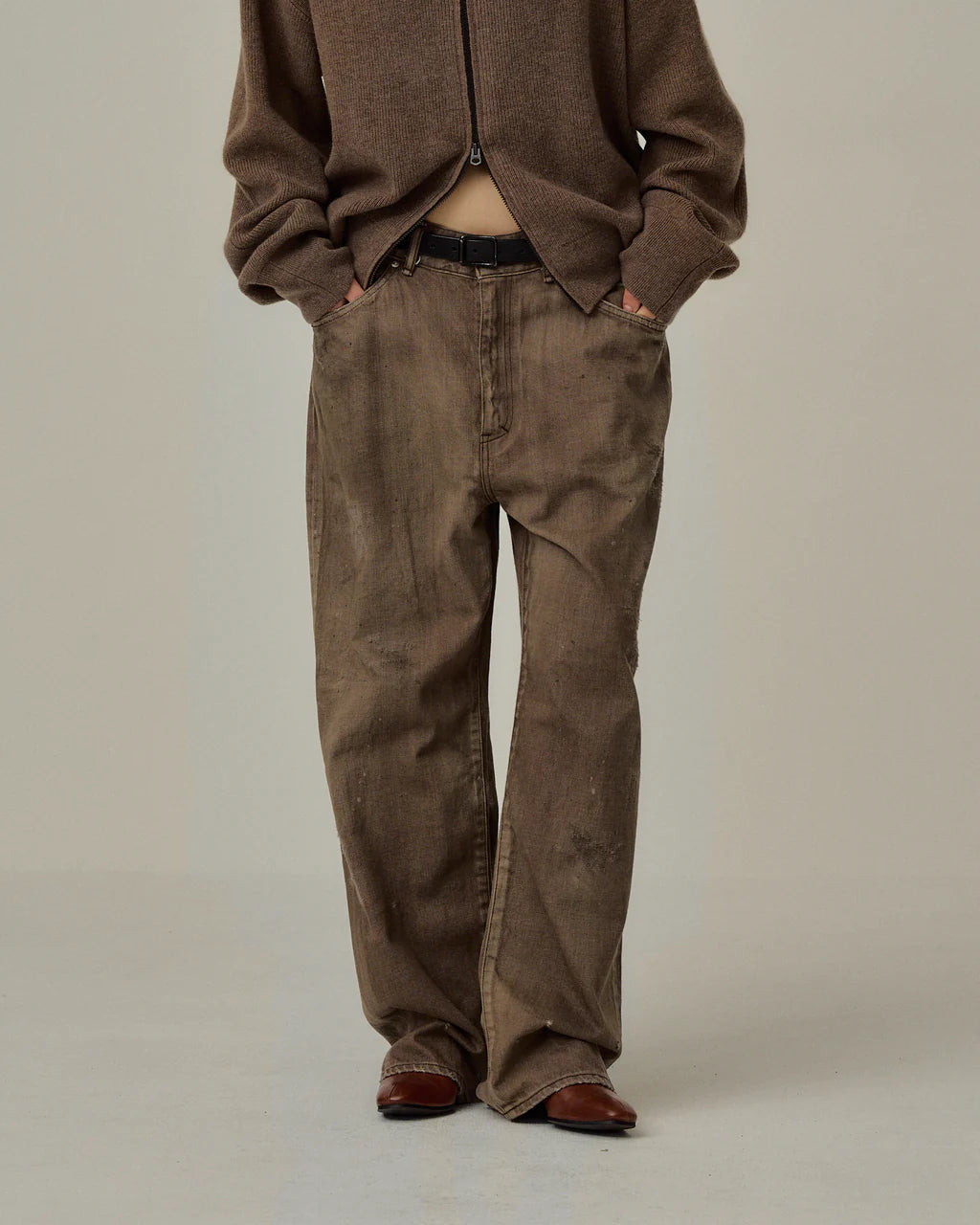 ANCELLM DENIM PANTS #02 AGING01 (BROWN)