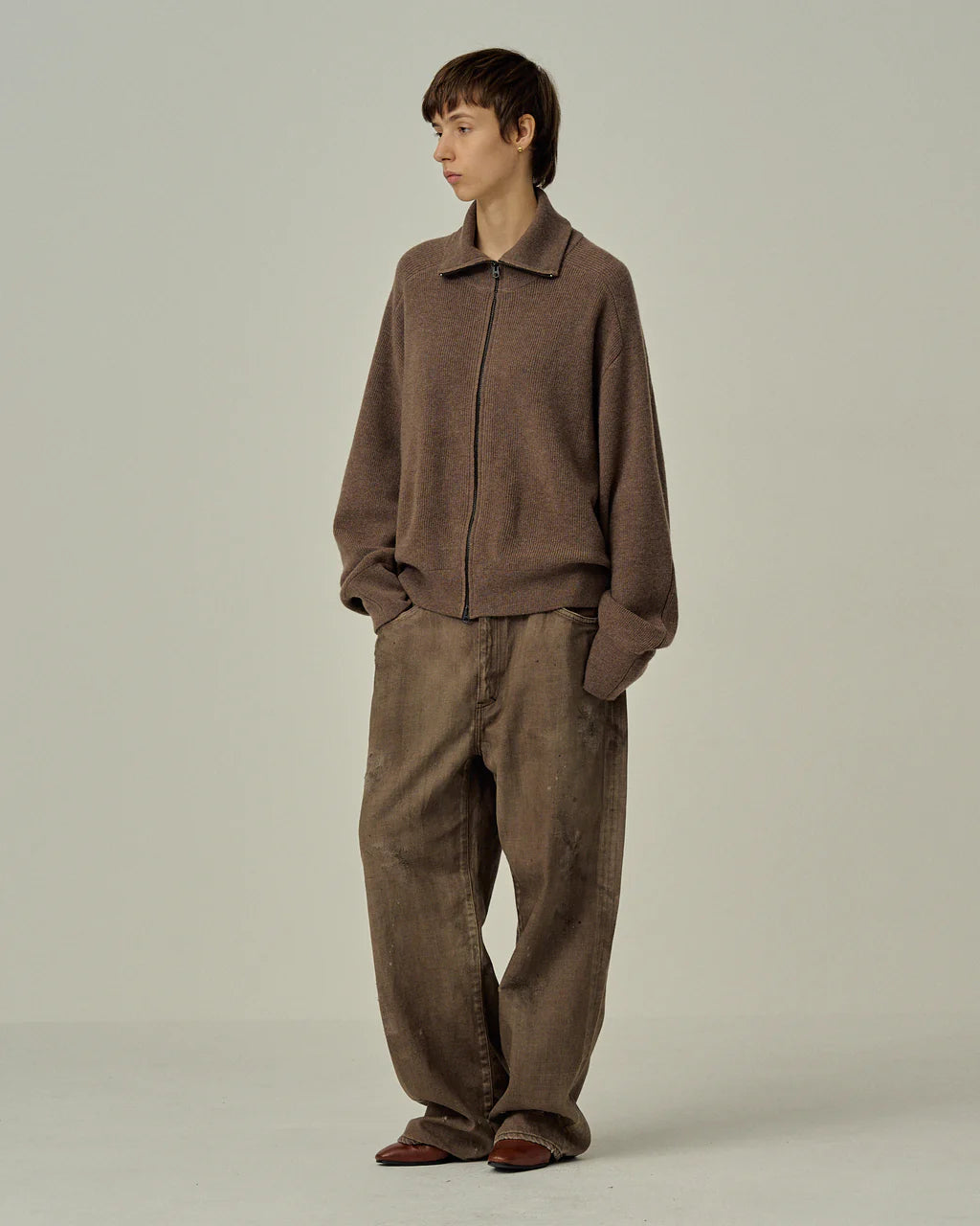 ANCELLM DENIM PANTS #02 AGING01 (BROWN)