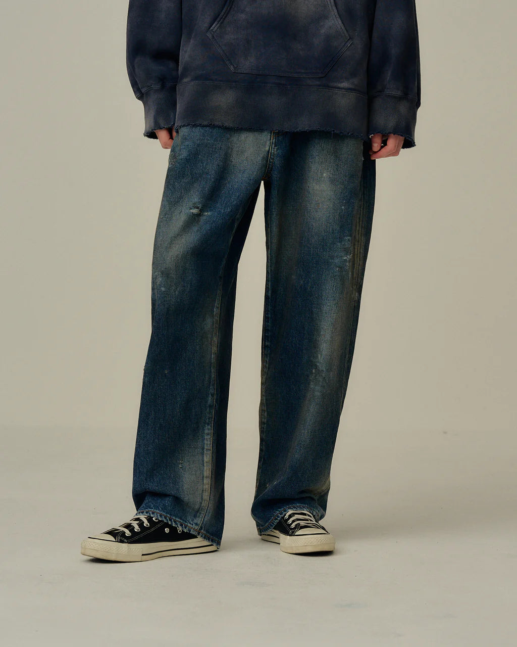 ANCELLM DENIM PANTS #02 AGING01 (INDIGO)