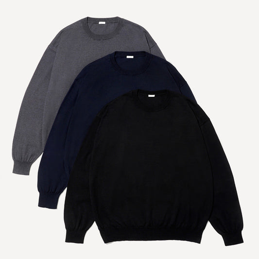 A.PRESSE Wool Cotton High Gauge Crew Neck Sweater
