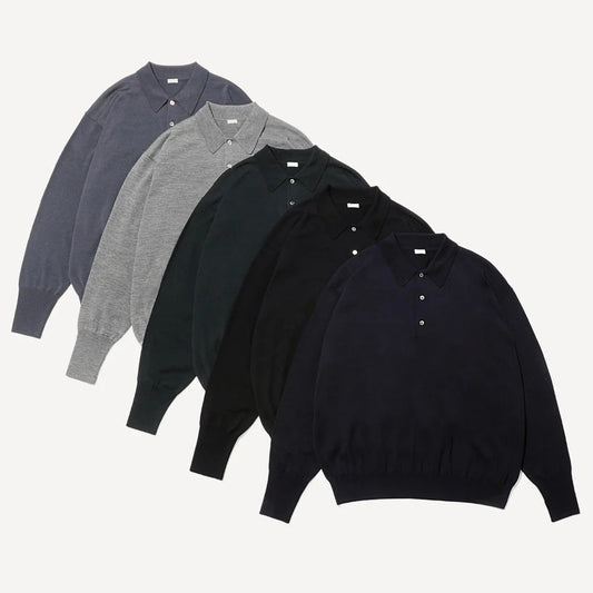 A.PRESSE Wool Knit L/S Polo Shirts