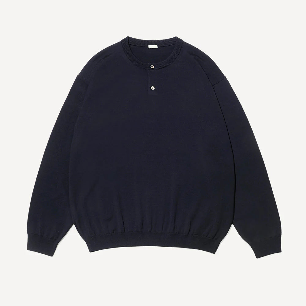 A.PRESSE Wool Knit Henley Neck Sweater