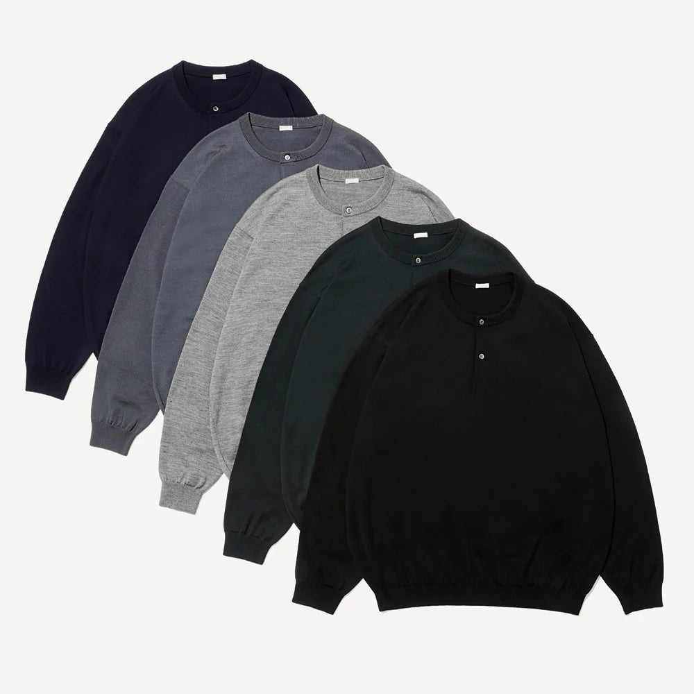A.PRESSE Wool Knit Henley Neck Sweater