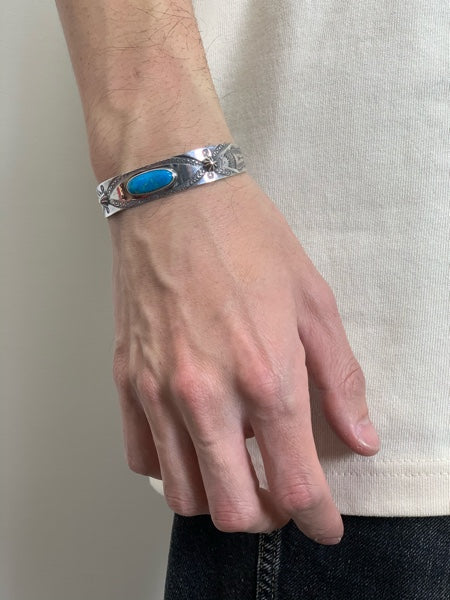 LARRY SMITH OVAL TURQUOISE BRACELET -SHELL-