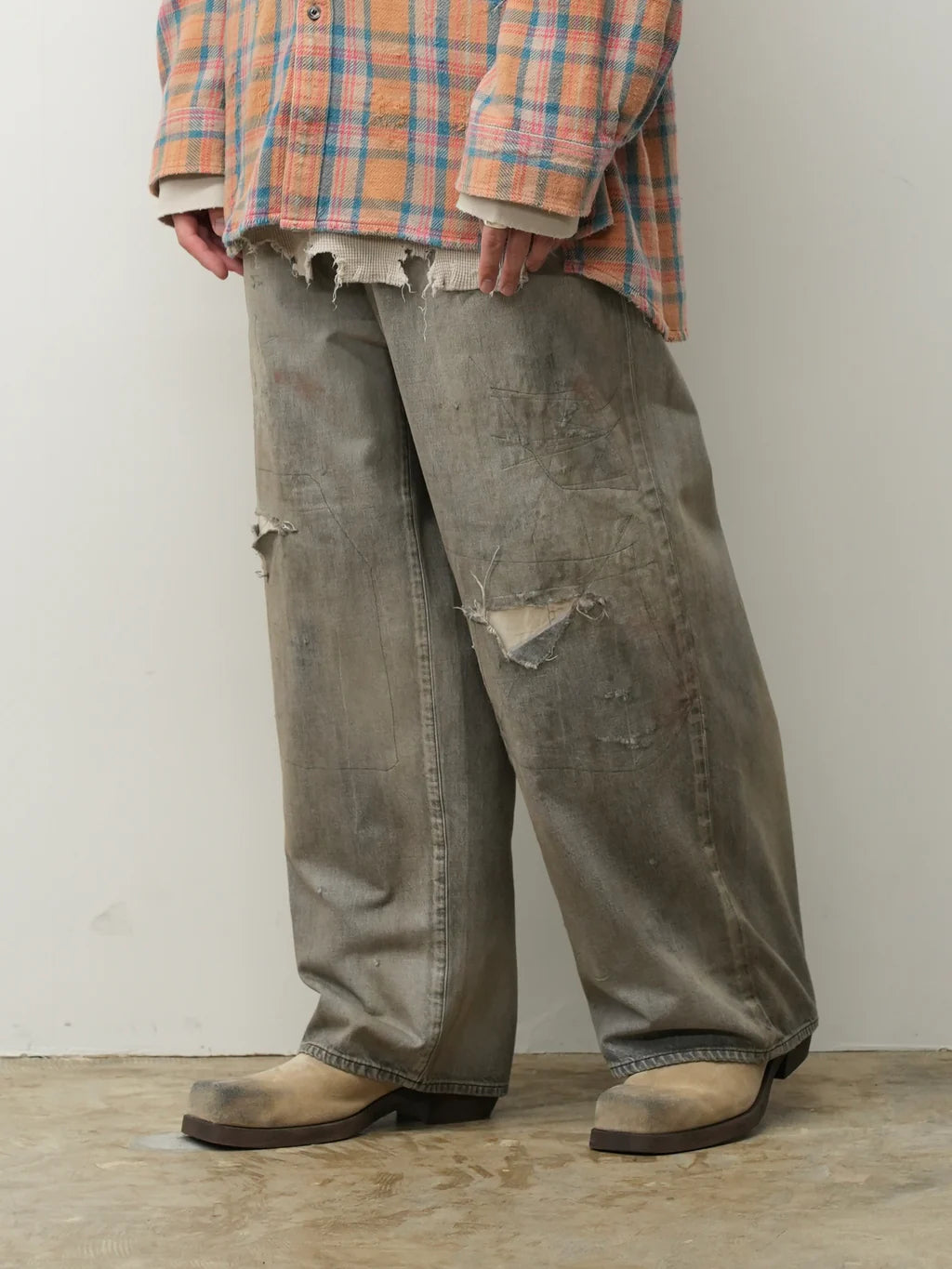 ANCELLM DENIM PANTS #04 AGING01 (BLACK)