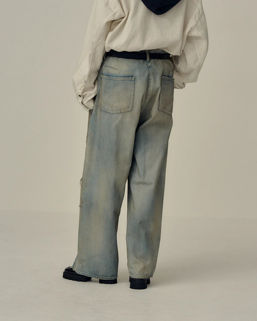 ANCELLM  DENIM PANTS #04 AGING01 (INDIGO)
