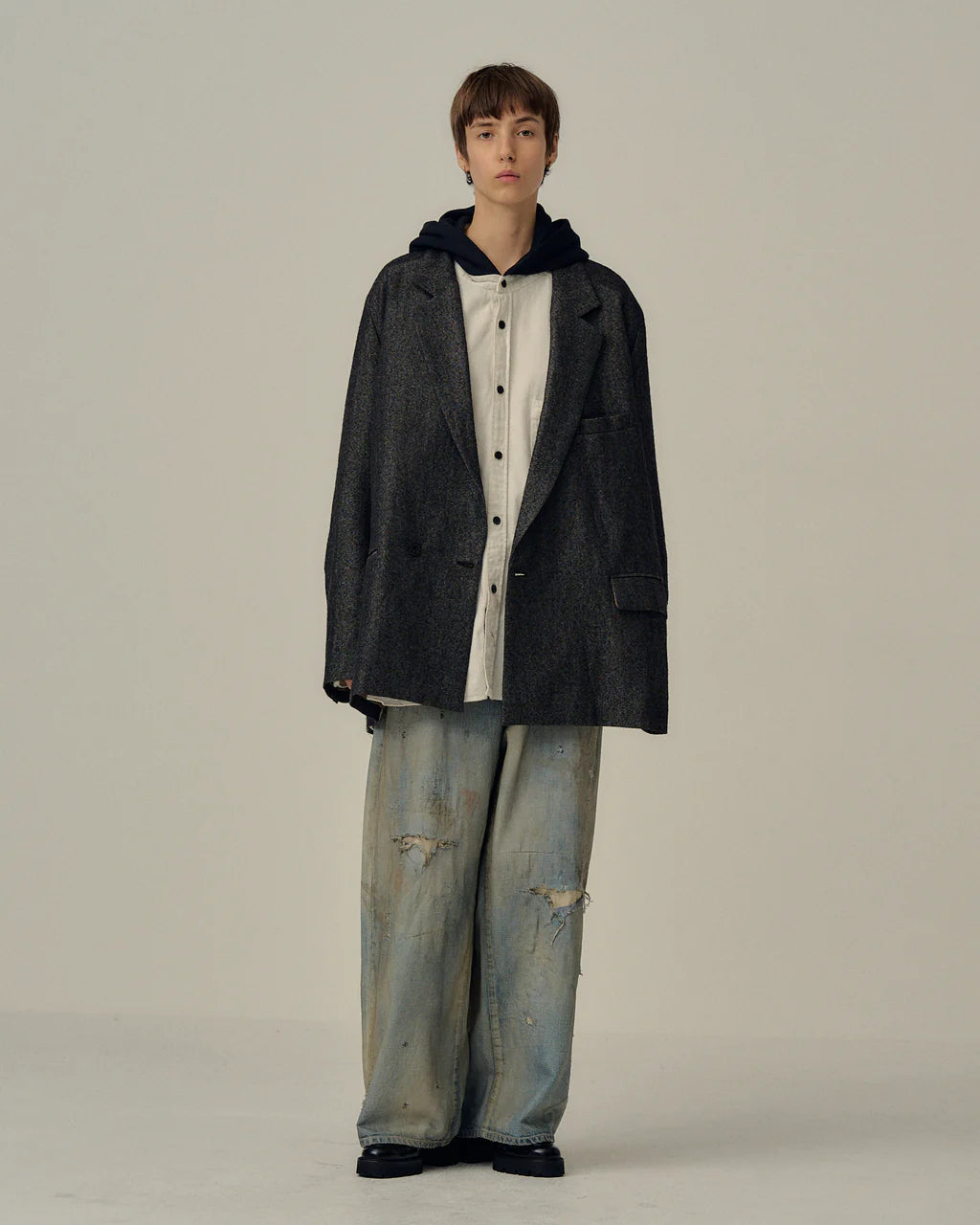 ANCELLM  DENIM PANTS #04 AGING01 (INDIGO)