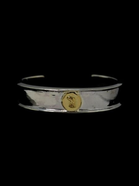 LARRY SMITH EDGED EAGLE HEAD BRACELET 18K GOLD ACCENT
