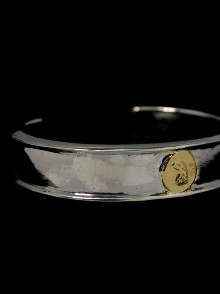 LARRY SMITH EDGED EAGLE HEAD BRACELET 18K GOLD ACCENT